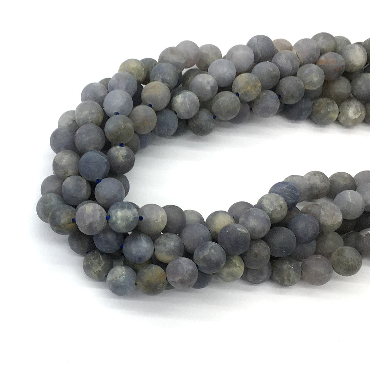 CIL19 Iolite Gemstone Beads Matte Round 10mm 15.5" Strand