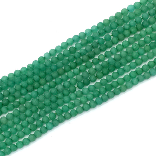 CJA156 Green Aventurine Jade Beads Matte Round 4mm 15.5" Strand