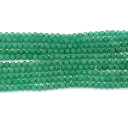 CJA156 Green Aventurine Jade Beads Matte Round 4mm 15.5" Strand