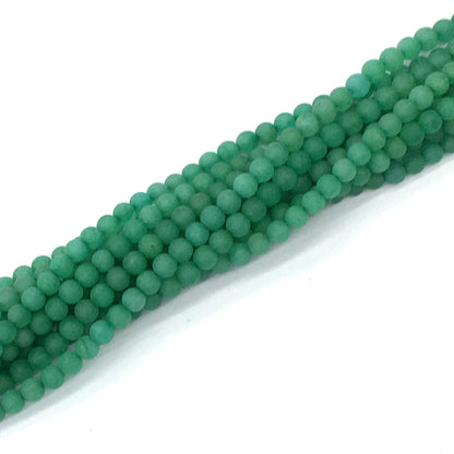 CJA156 Green Aventurine Jade Beads Matte Round 4mm 15.5" Strand