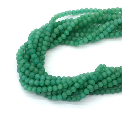 CJA156 Green Aventurine Jade Beads Matte Round 4mm 15.5" Strand