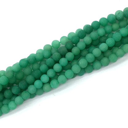 CJA157 Green Aventurine Jade Beads Matte Round 6mm 15.5" Strand