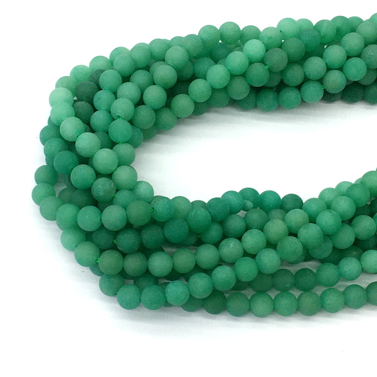 CJA157 Green Aventurine Jade Beads Matte Round 6mm 15.5" Strand