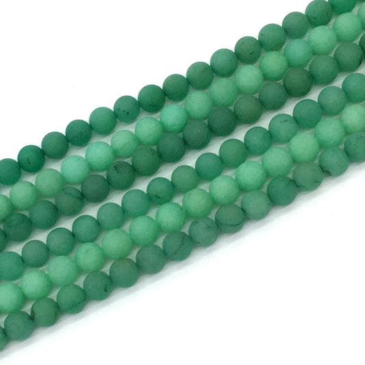 CJA158 Green Aventurine Jade Beads Matte Round 8mm 15.5" Strand