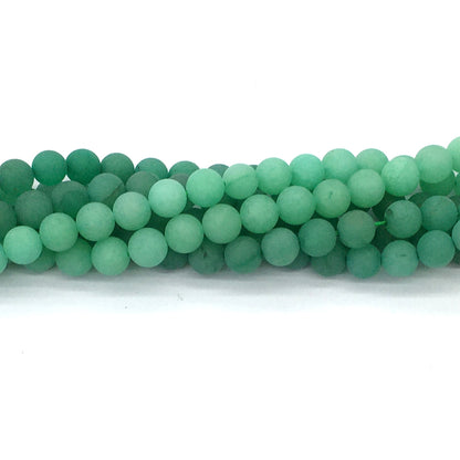 CJA158 Green Aventurine Jade Beads Matte Round 8mm 15.5" Strand