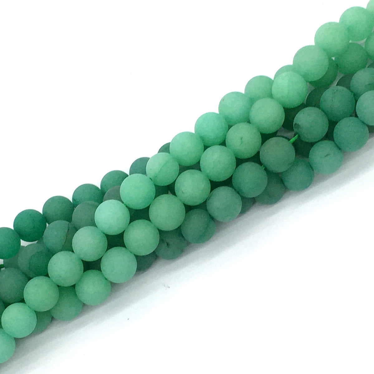 CJA158 Green Aventurine Jade Beads Matte Round 8mm 15.5" Strand