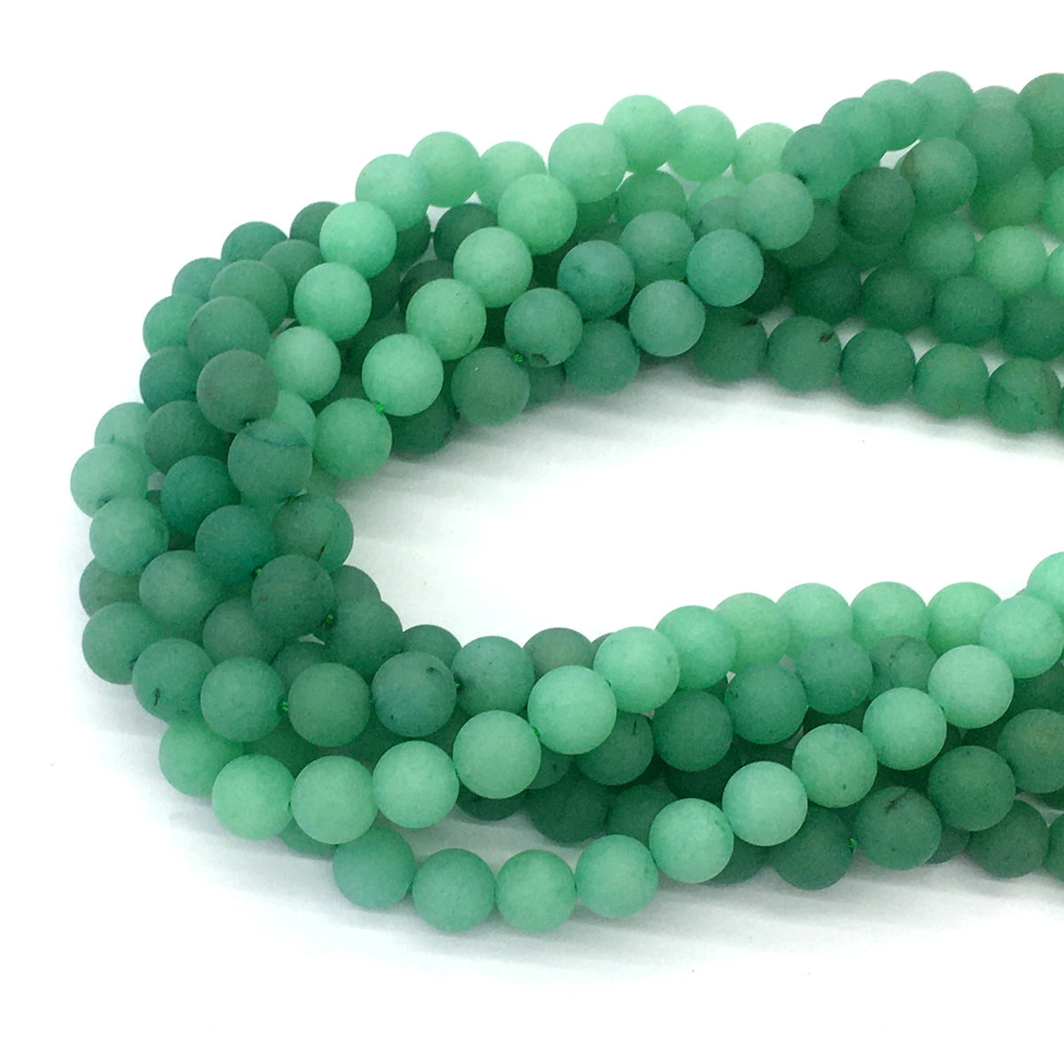 CJA158 Green Aventurine Jade Beads Matte Round 8mm 15.5" Strand