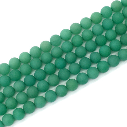 CJA159 Green Aventurine Jade Beads Matte Round 10mm 15.5" Strand