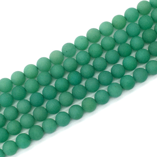 CJA159 Green Aventurine Jade Beads Matte Round 10mm 15.5" Strand