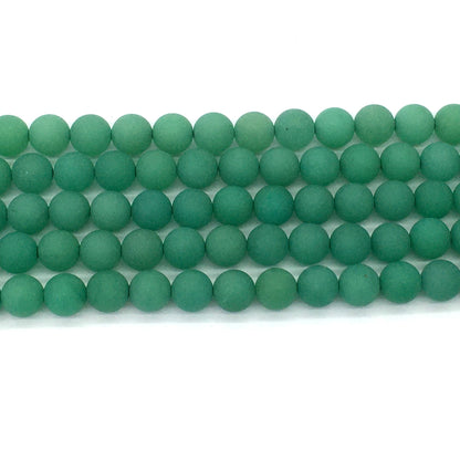 CJA159 Green Aventurine Jade Beads Matte Round 10mm 15.5" Strand