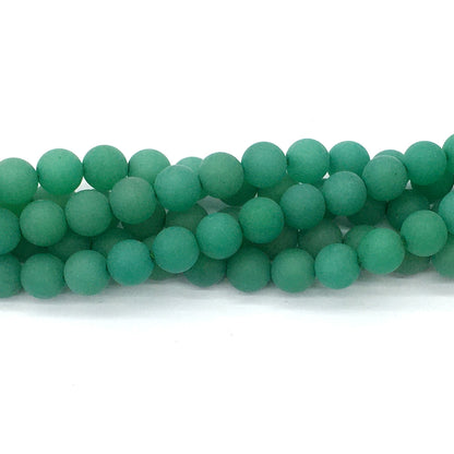 CJA159 Green Aventurine Jade Beads Matte Round 10mm 15.5" Strand