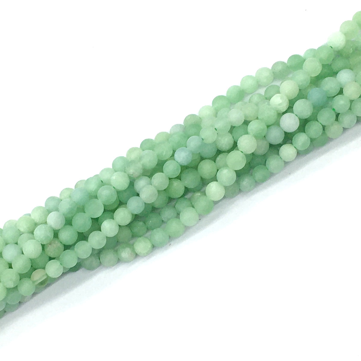 CJA164 Green Jade Beads Matte Round 4mm 15.5" Strand