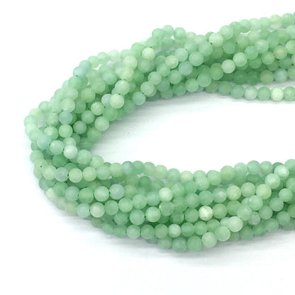 CJA164 Green Jade Beads Matte Round 4mm 15.5" Strand