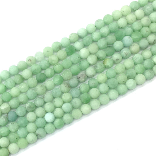 CJA165 Green Jade Beads Matte Round 6mm 15.5" Strand