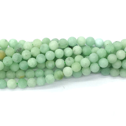 CJA165 Green Jade Beads Matte Round 6mm 15.5" Strand