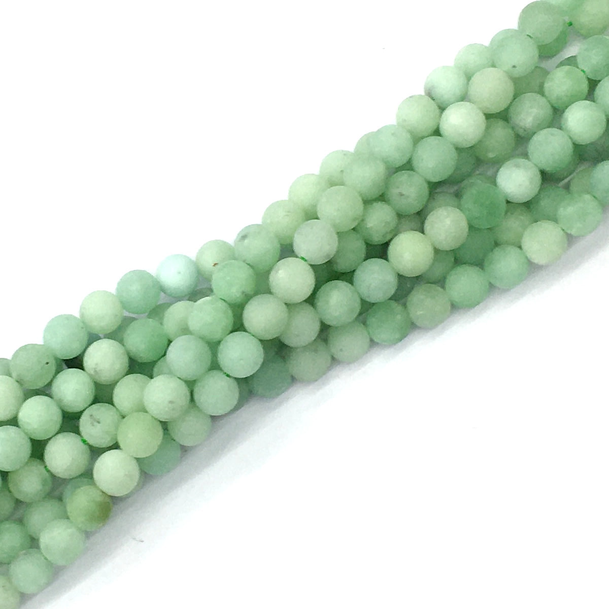 CJA165 Green Jade Beads Matte Round 6mm 15.5" Strand