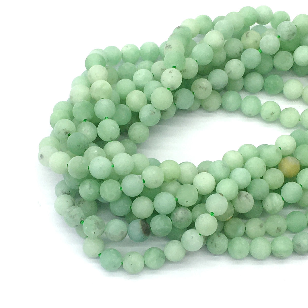 CJA165 Green Jade Beads Matte Round 6mm 15.5" Strand