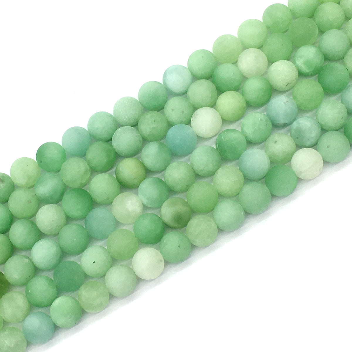 CJA166 Green Jade Beads Matte Round 8mm 15.5" Strand