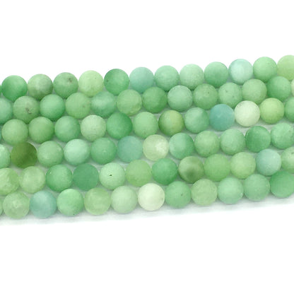 CJA166 Green Jade Beads Matte Round 8mm 15.5" Strand