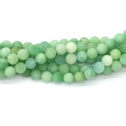 CJA166 Green Jade Beads Matte Round 8mm 15.5" Strand