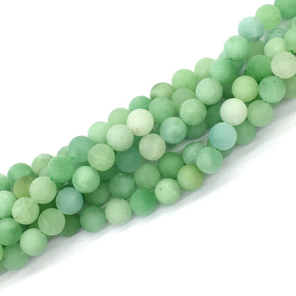 CJA166 Green Jade Beads Matte Round 8mm 15.5" Strand