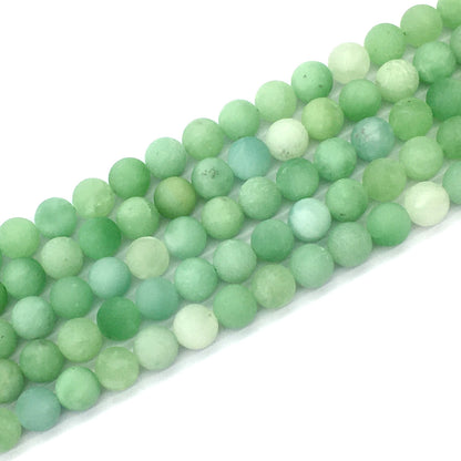 CJA167 Green Jade Beads Matte Round 10mm 15.5" Strand