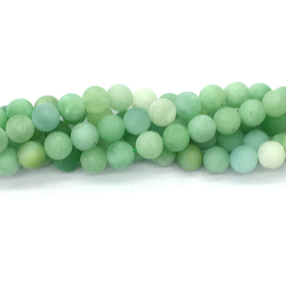 CJA167 Green Jade Beads Matte Round 10mm 15.5" Strand