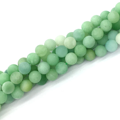 CJA167 Green Jade Beads Matte Round 10mm 15.5" Strand