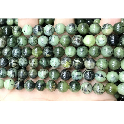 CJA171 Green Jade Beads Smooth Round 8mm 15" Strand