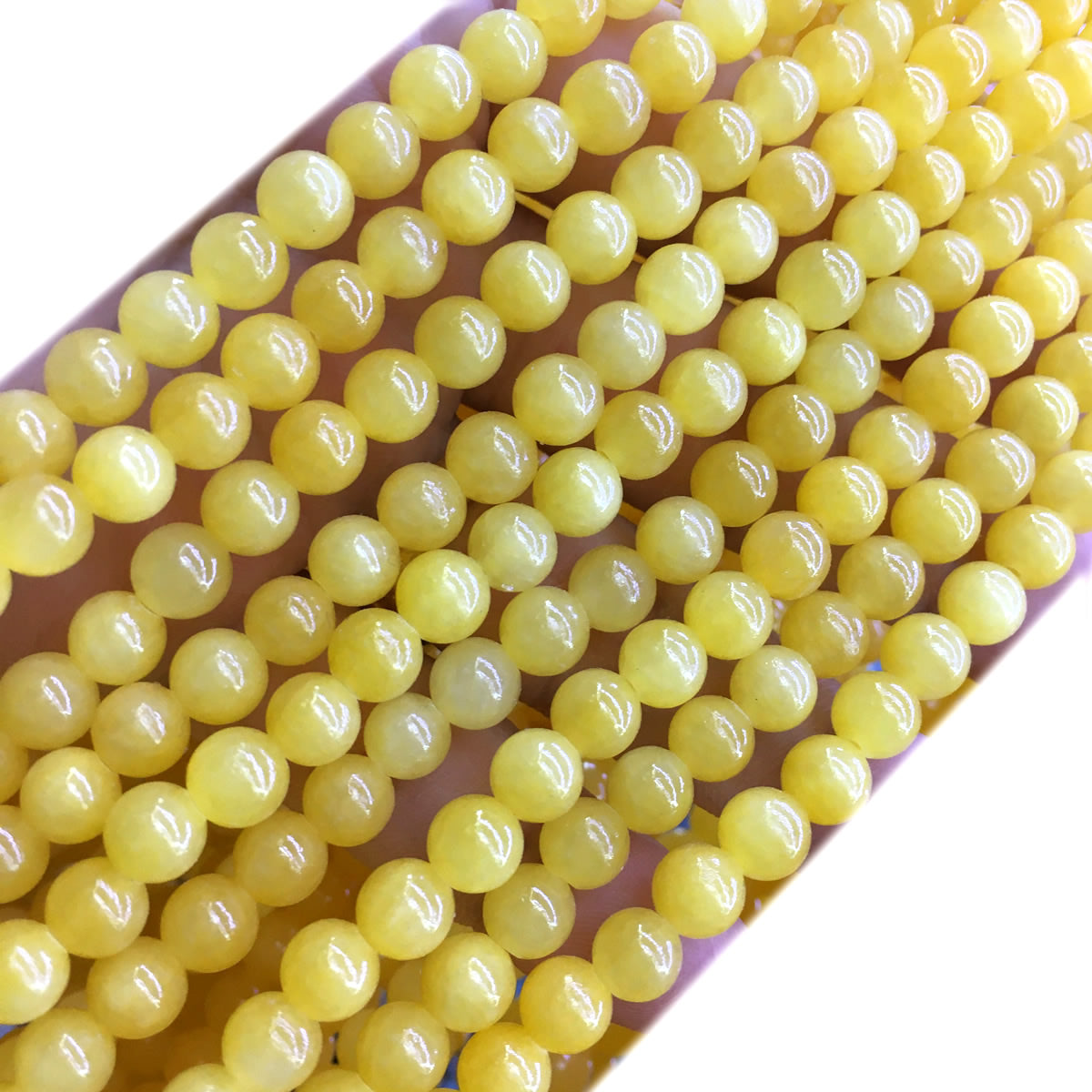 CJA184 Dyed Yellow Jade Beads Smooth Round 4mm 15" Strand