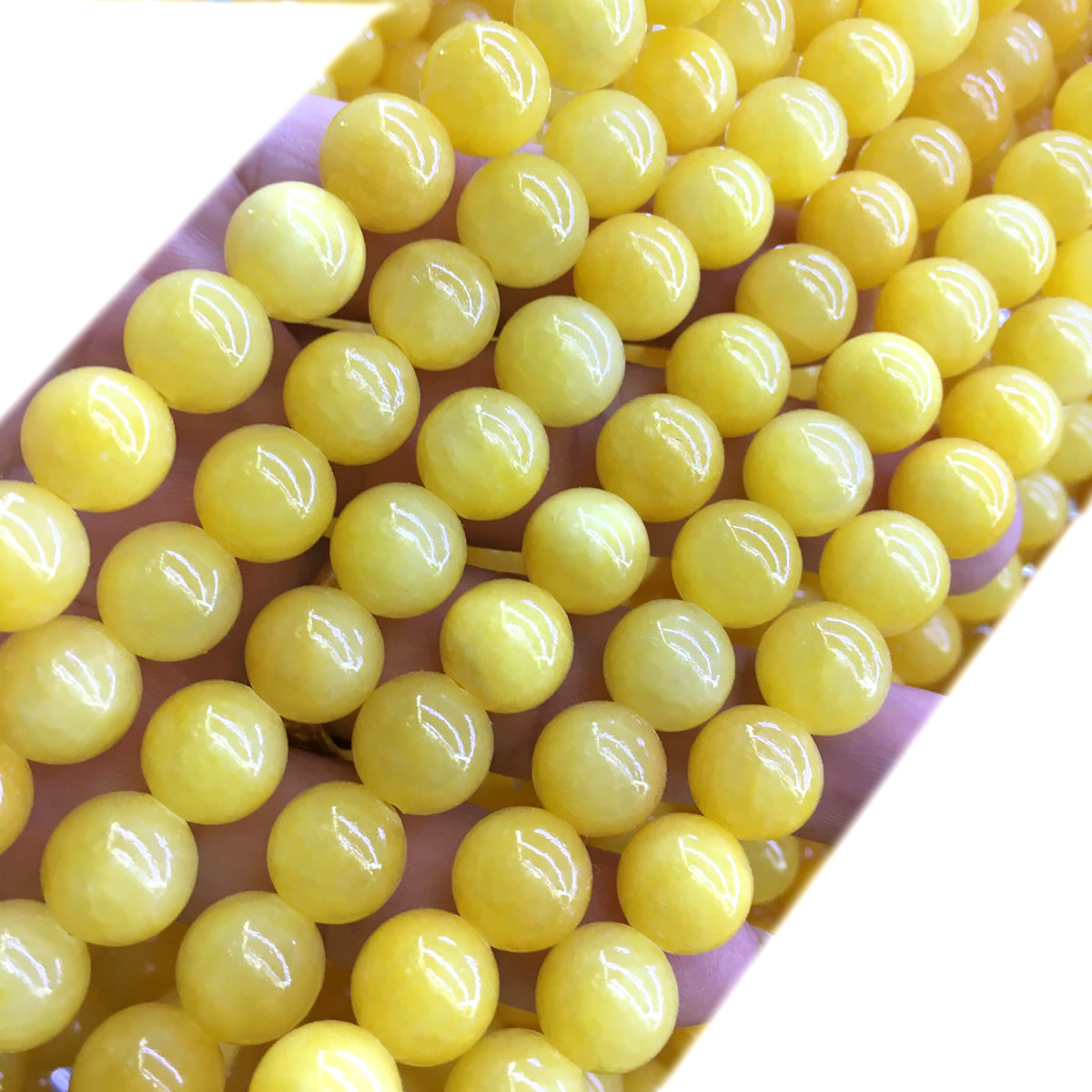 CJA187 Dyed Yellow Jade Beads Smooth Round 10mm 15" Strand