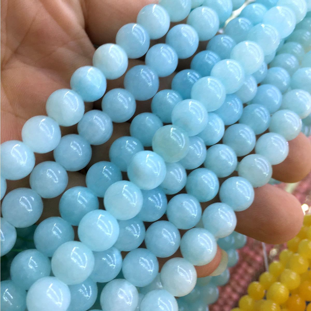 CJA192 Dyed Yellow Jade Beads Smooth Round 10mm 15" Strand