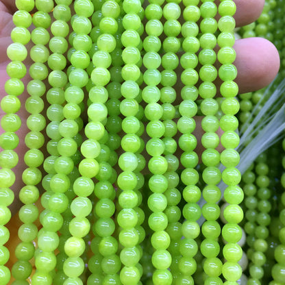 CJA199 Dyed Yellow Jade Beads Smooth Round 4mm 15" Strand