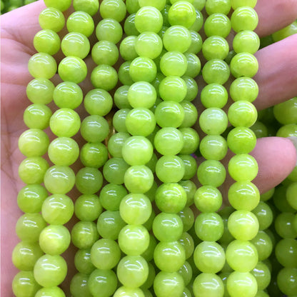 CJA201 Dyed Yellow Jade Beads Smooth Round 8mm 15" Strand