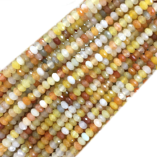 CAJ210 Golden Flower Jade Beads Faceted Rondelle 2x4mm 15" Strand