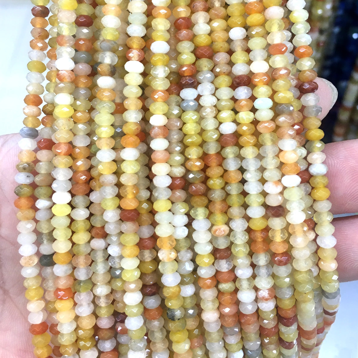 CAJ210 Golden Flower Jade Beads Faceted Rondelle 2x4mm 15" Strand