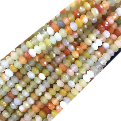 CAJ211 Golden Flower Jade Beads Faceted Rondelle 4x6mm 15" Strand