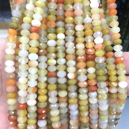 CAJ212 Golden Flower Jade Beads Faceted Rondelle 5x8mm 15" Strand