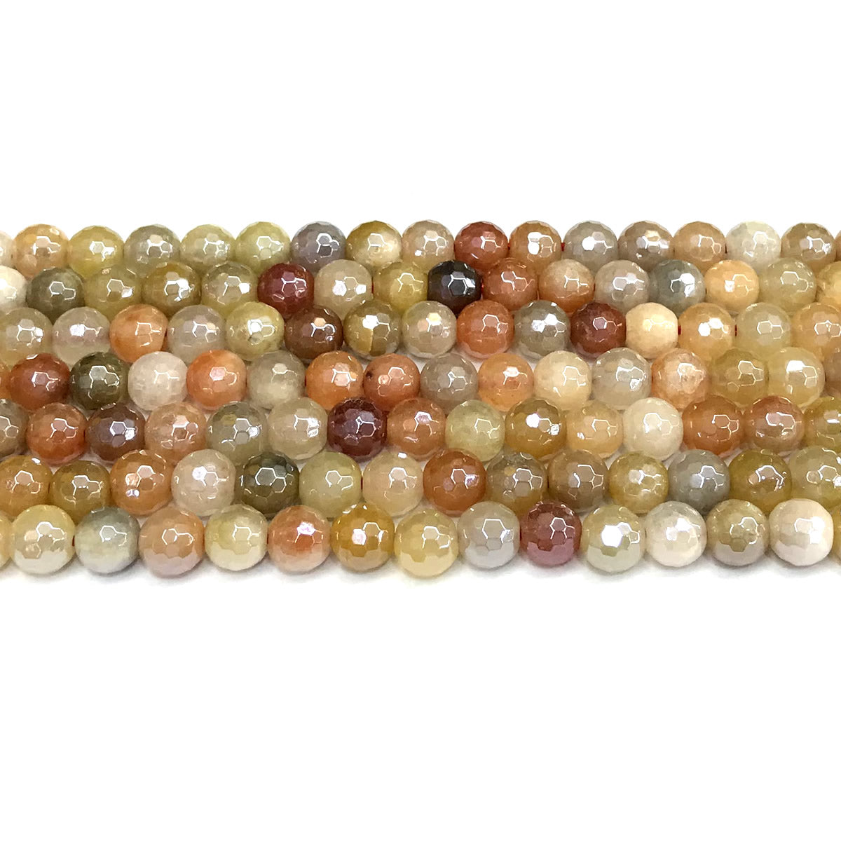 CJA216 Flower Jade Beads Electroplated Faceted Round 6mm 15" Strand