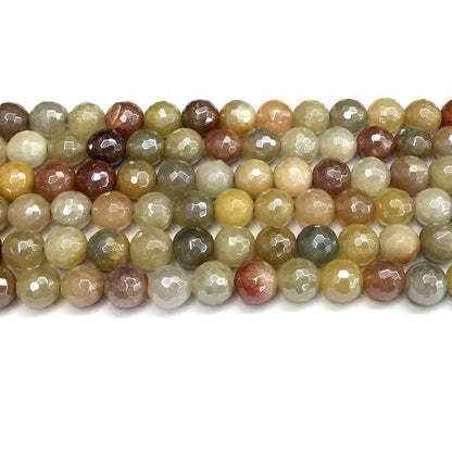 CJA217 Flower Jade Beads Electroplated Faceted Round 8mm 15" Strand