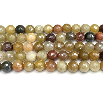 CJA218 Flower Jade Beads Electroplated Faceted Round 10mm 15" Strand