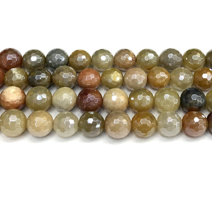 CJA219 Flower Jade Beads Electroplated Faceted Round 12mm 15" Strand