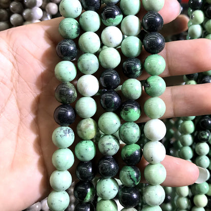 CJA223 Transvaal Jade Beads Smooth Round 10mm 15" Strand