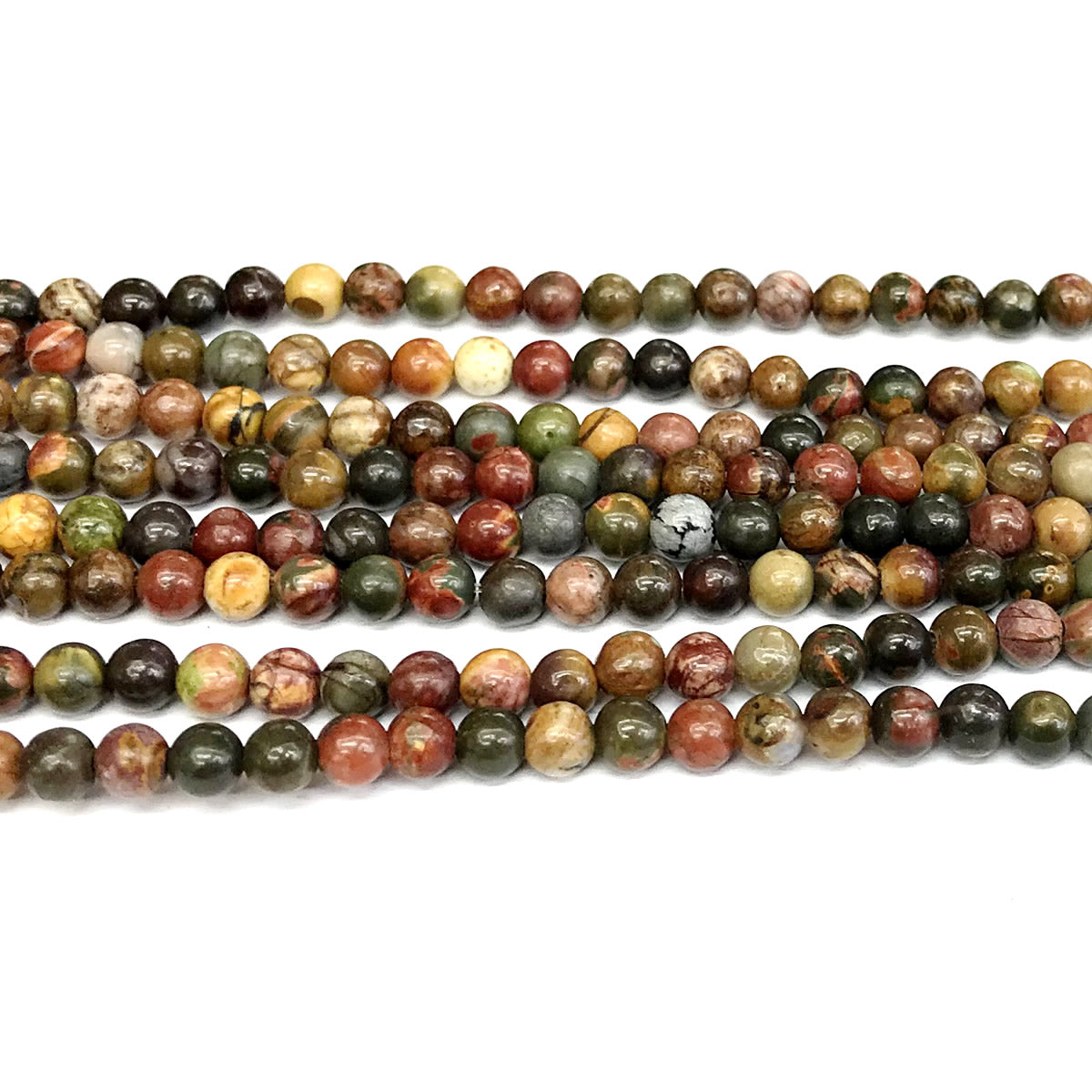 CJP349 Picasso Jasper Beads Smooth Round 4mm 15" Strand