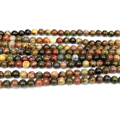 CJP349 Picasso Jasper Beads Smooth Round 4mm 15" Strand