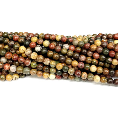 CJP349 Picasso Jasper Beads Smooth Round 4mm 15" Strand