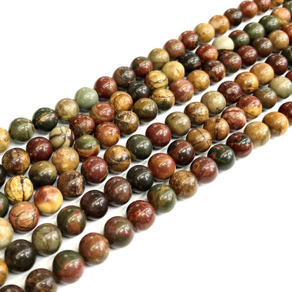 CJP350 Picasso Jasper Beads Smooth Round 6mm 15" Strand