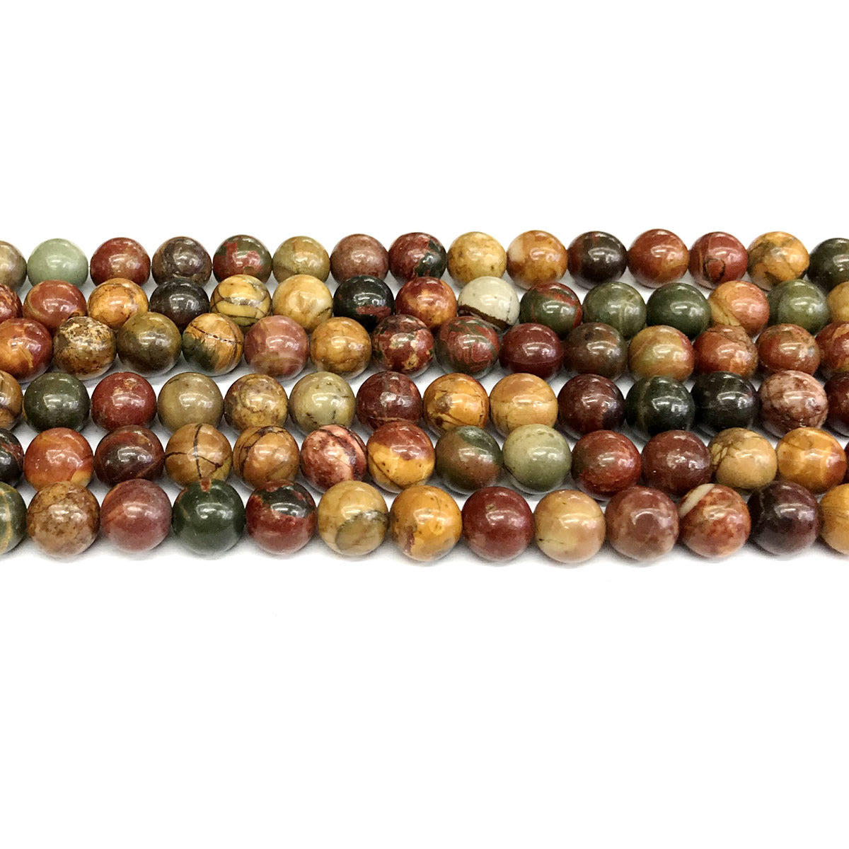 CJP350 Picasso Jasper Beads Smooth Round 6mm 15" Strand