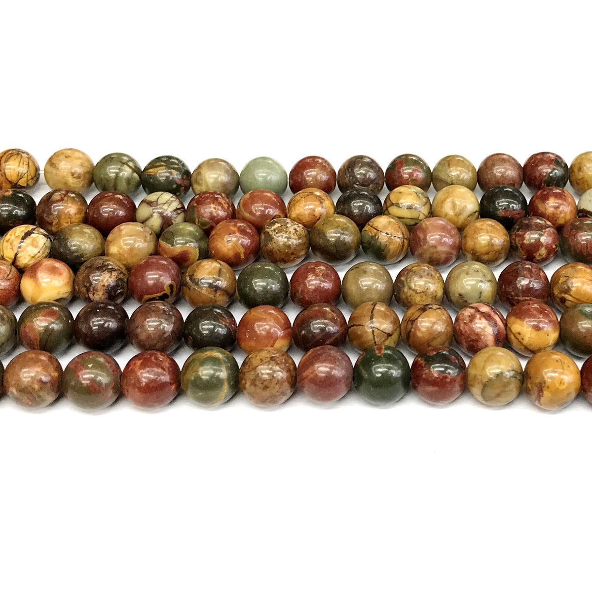 CJP351 Picasso Jasper Beads Smooth Round 8mm 15" Strand