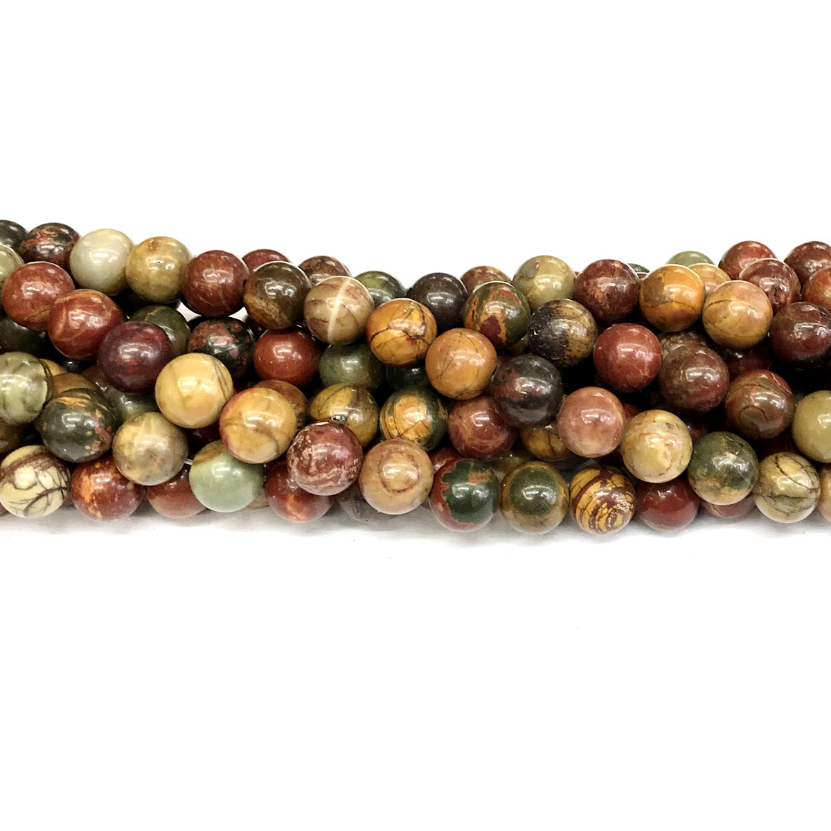 CJP351 Picasso Jasper Beads Smooth Round 8mm 15" Strand